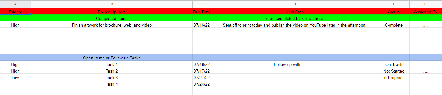 Meeting Follow Up template